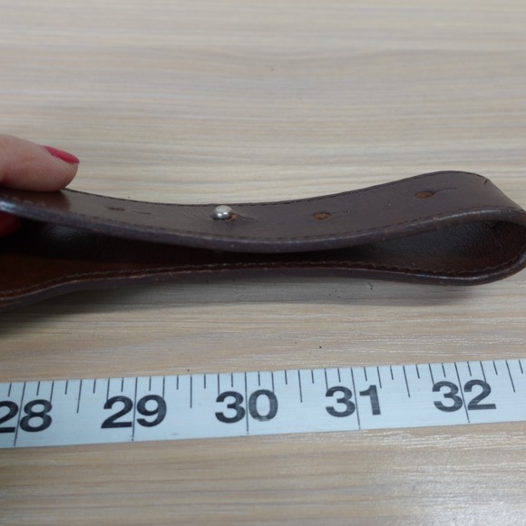 Brown Leather  Waist Belt Womens S Silver Oval Buckle Double Strap INTERPLANET main image 13